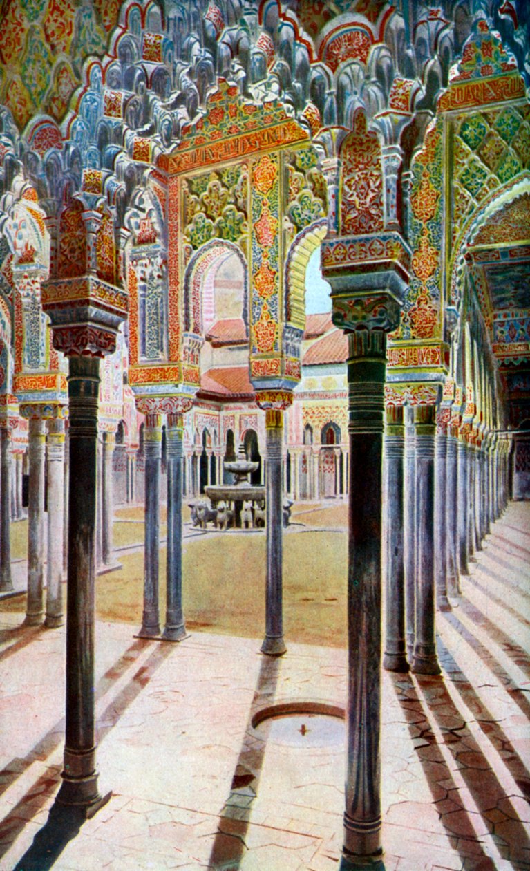 Hof der Löwen, die Alhambra, Granada, Andalusien, Spanien, um 1924 von Unbekannt