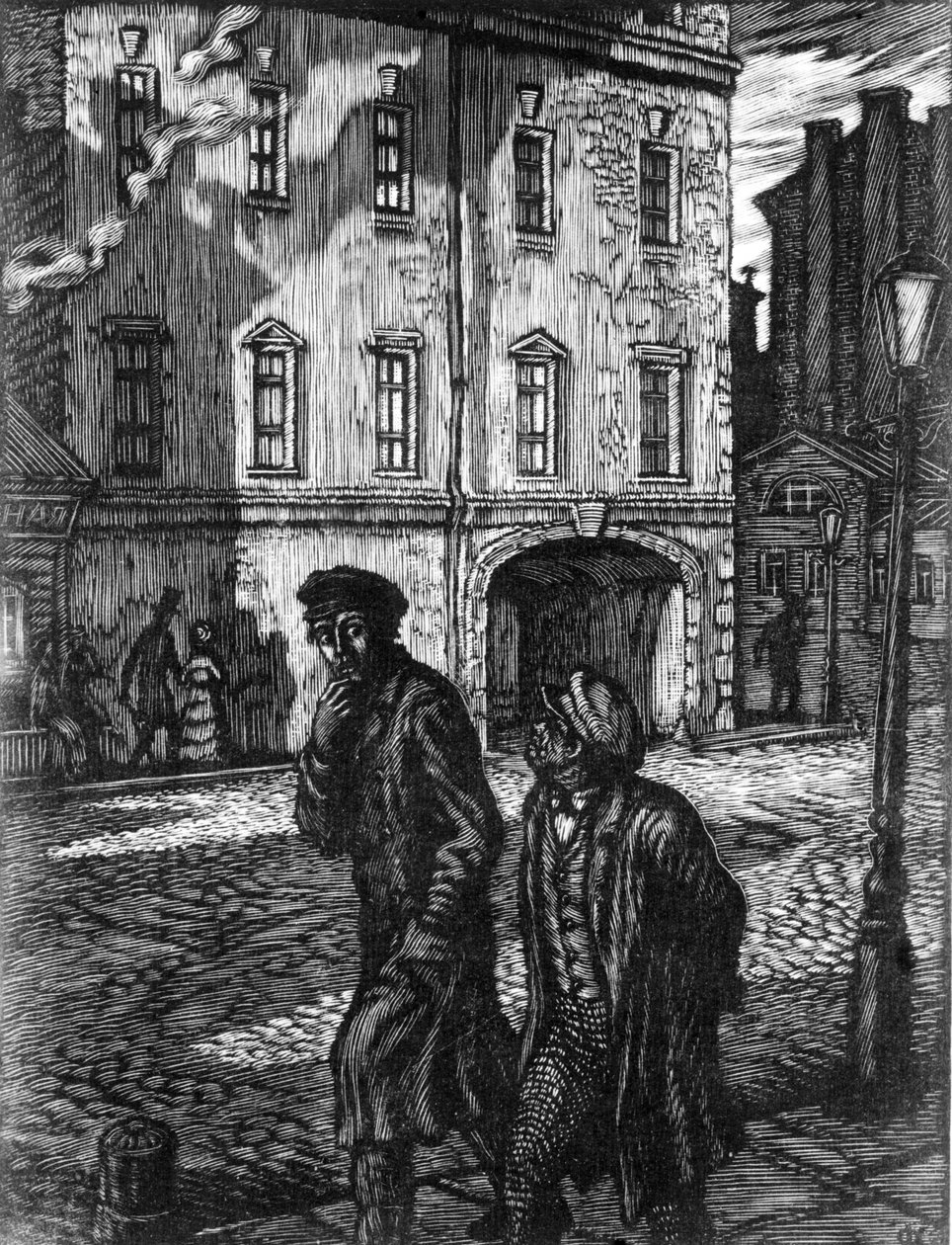 Schuld und Sühne, Roman von Fjodor Dostojewski, Illustration von Feodor Konstantinov (Holzschnitt) von Unbekannt