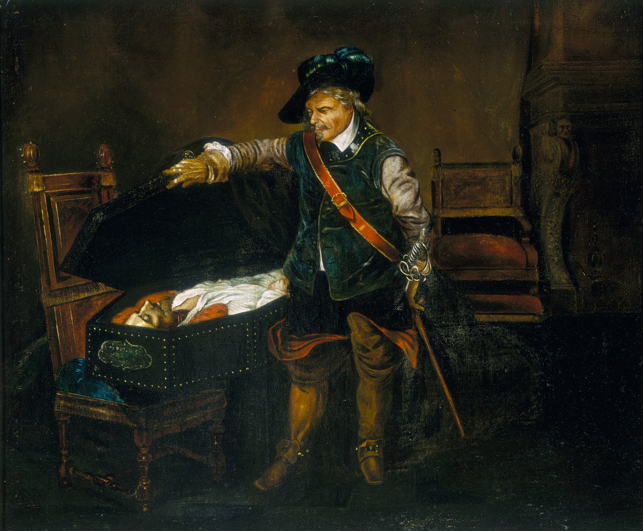 Cromwell betrachtet den Körper von Charles I, nach 1850 von Unbekannt