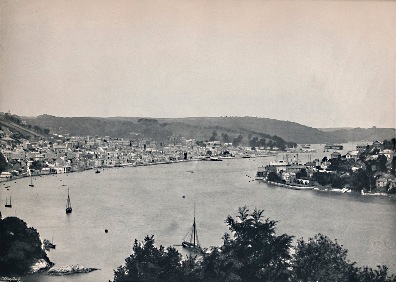 Dartmouth - Gesamtansicht, zeigt das Britannia Floating Naval College, 1895 von Unbekannt
