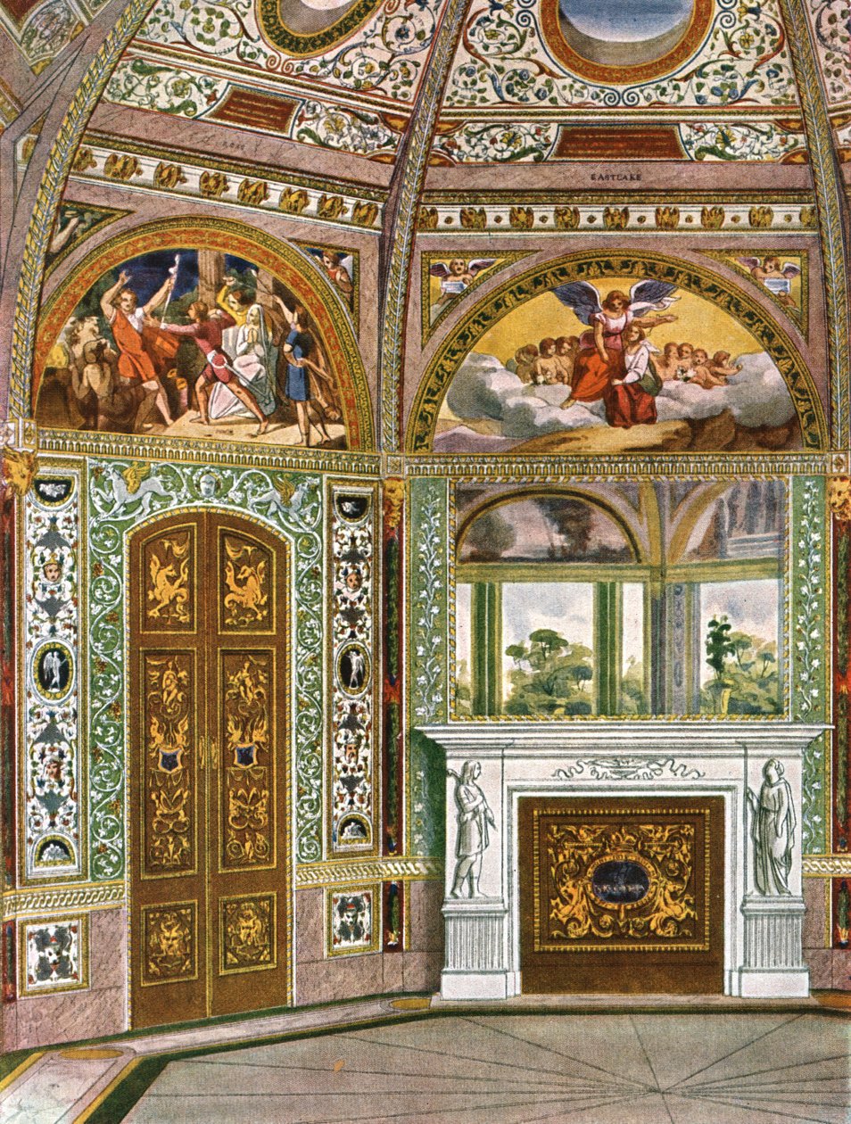 Dekoration im Oktagon-Gartenpavillon im Buckingham Palace, London, 1928 von Unbekannt