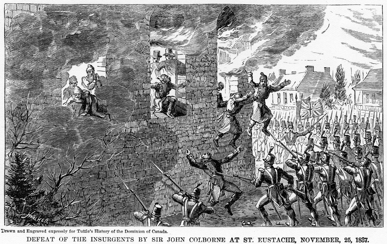 Niederlage der Aufständischen durch Sir John Colborne in St. Eustache, 25. November 1837, 1877 von Unbekannt