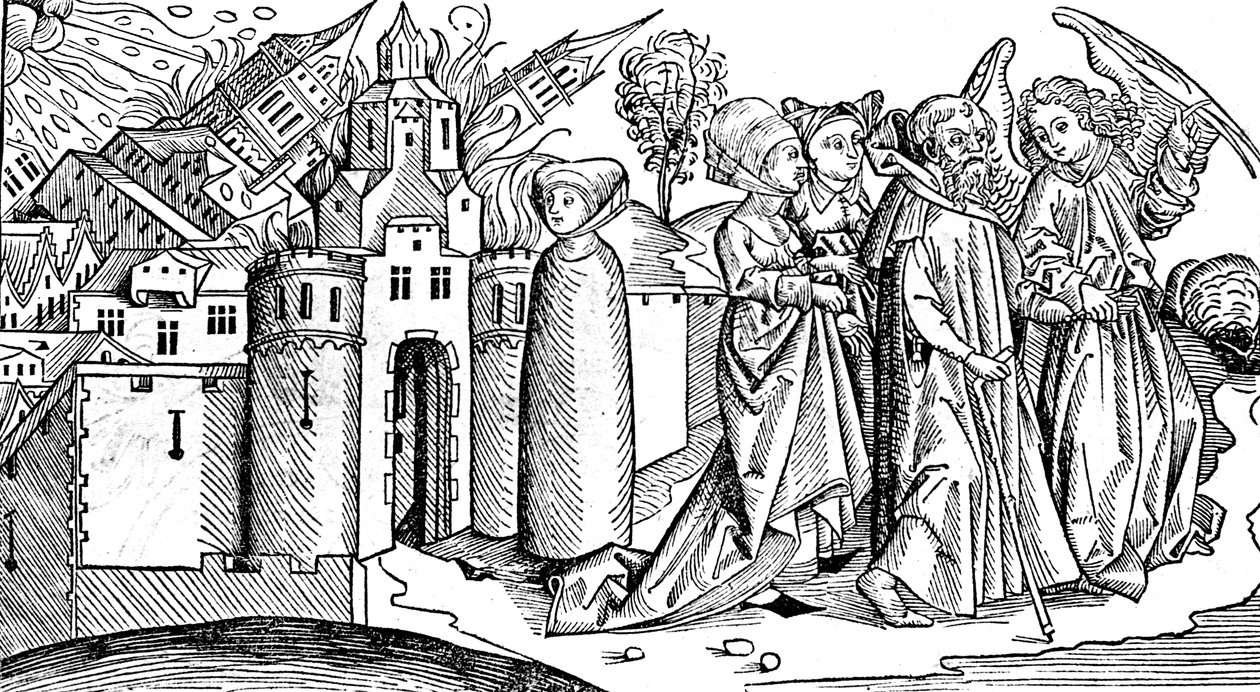 Zerstörung von Sodom und Gomorra durch Erdbeben, 1493 von Unbekannt