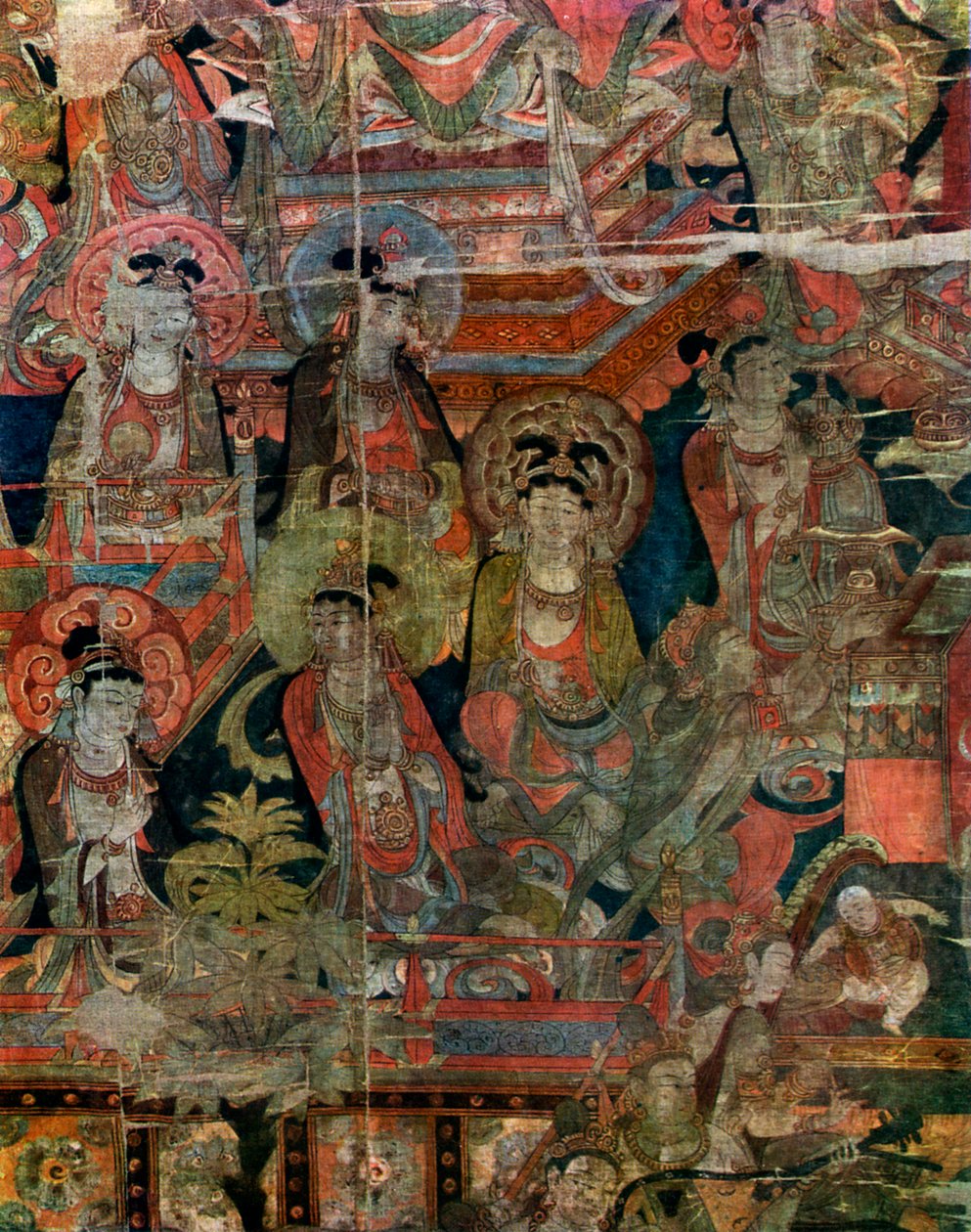 Detail eines Bildes des Paradieses, Chinesisch, Tang-Dynastie, 618-907, 1925 von Unbekannt