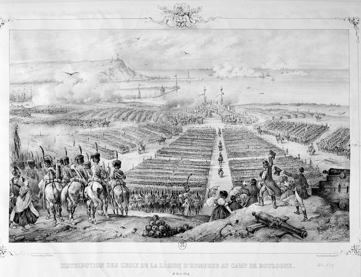 Verteilung der Kreuze der Ehrenlegion im Lager von Boulogne, 16. August 1804, 1841 von Unbekannt