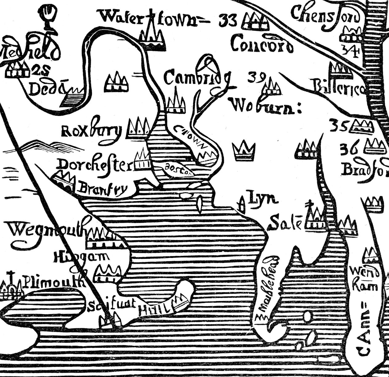 Frühe Karte der Massachusetts Bay, USA von Unbekannt