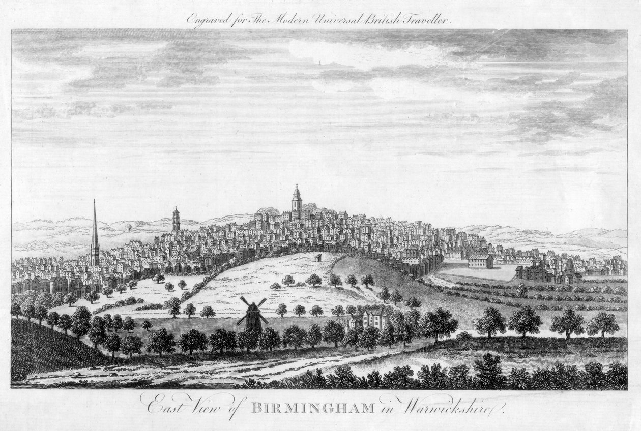 Ostansicht von Birmingham in Warwickshire, 1779 von Unbekannt