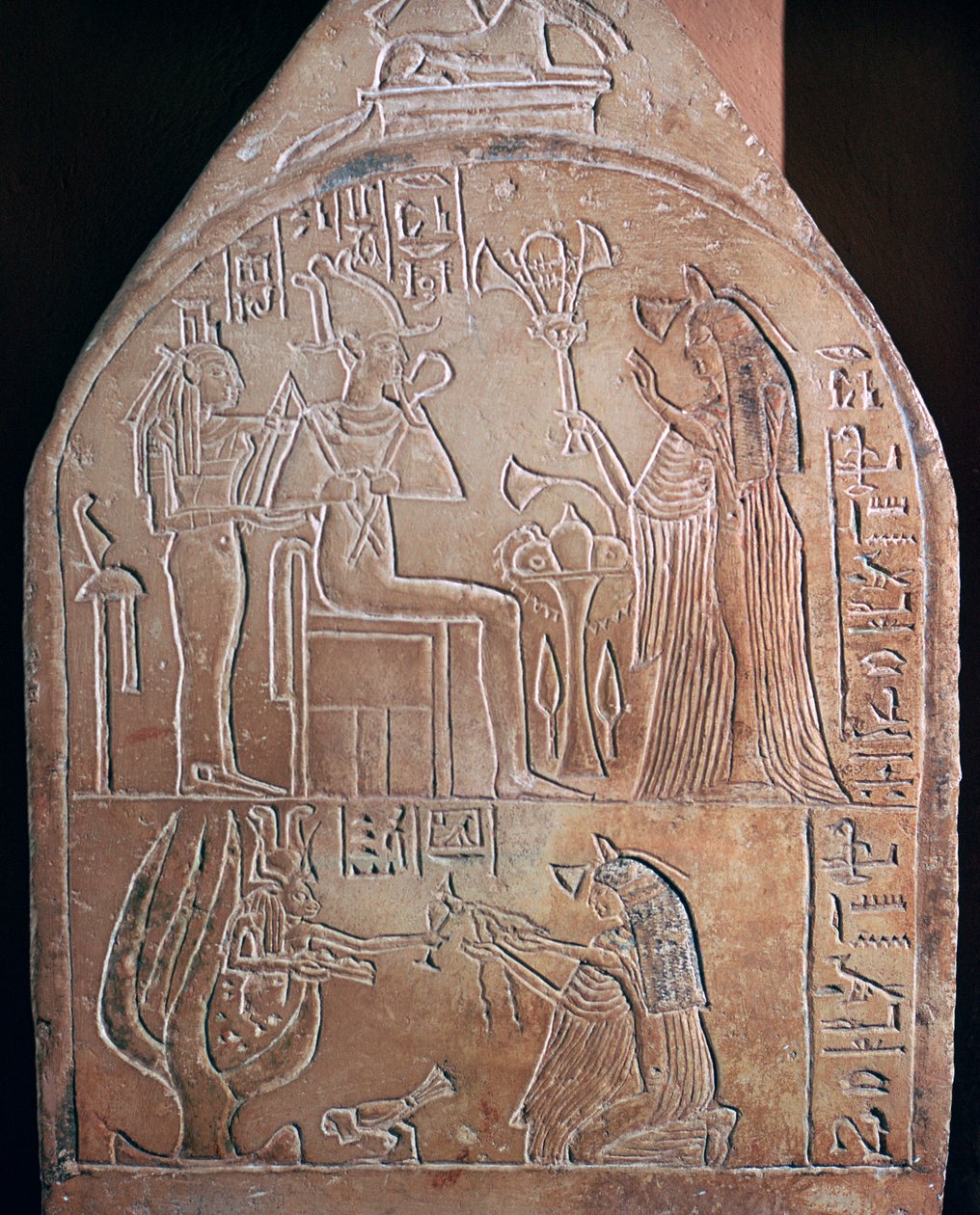 Ägyptisches Detail der Grabstele eines Sängers im Tempel von Amon von Unbekannt