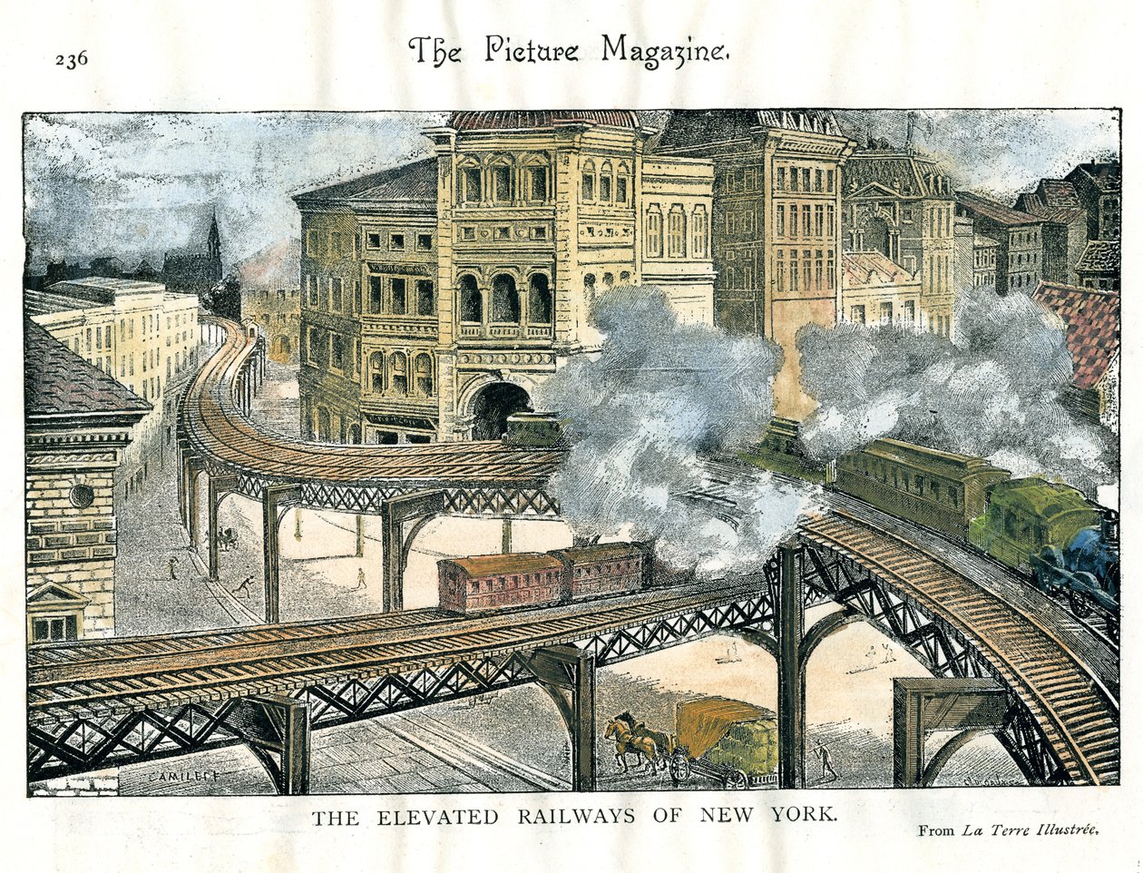 Hochbahn in New York, aus The Picture Magazine, 19. Jahrhundert von Unbekannt