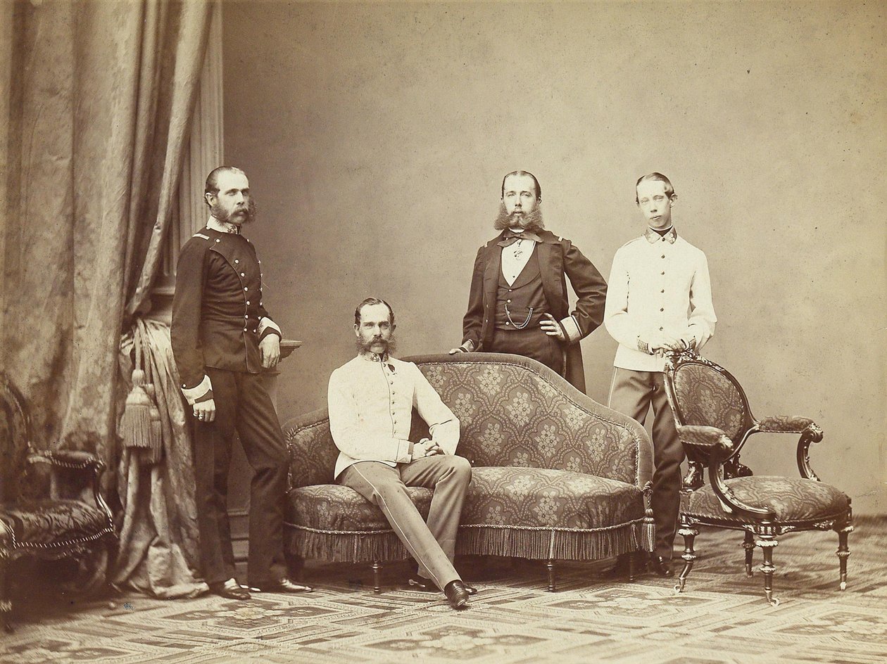 Kaiser Franz Joseph I. von Österreich mit seinen Brüdern, 1864 von Unbekannt