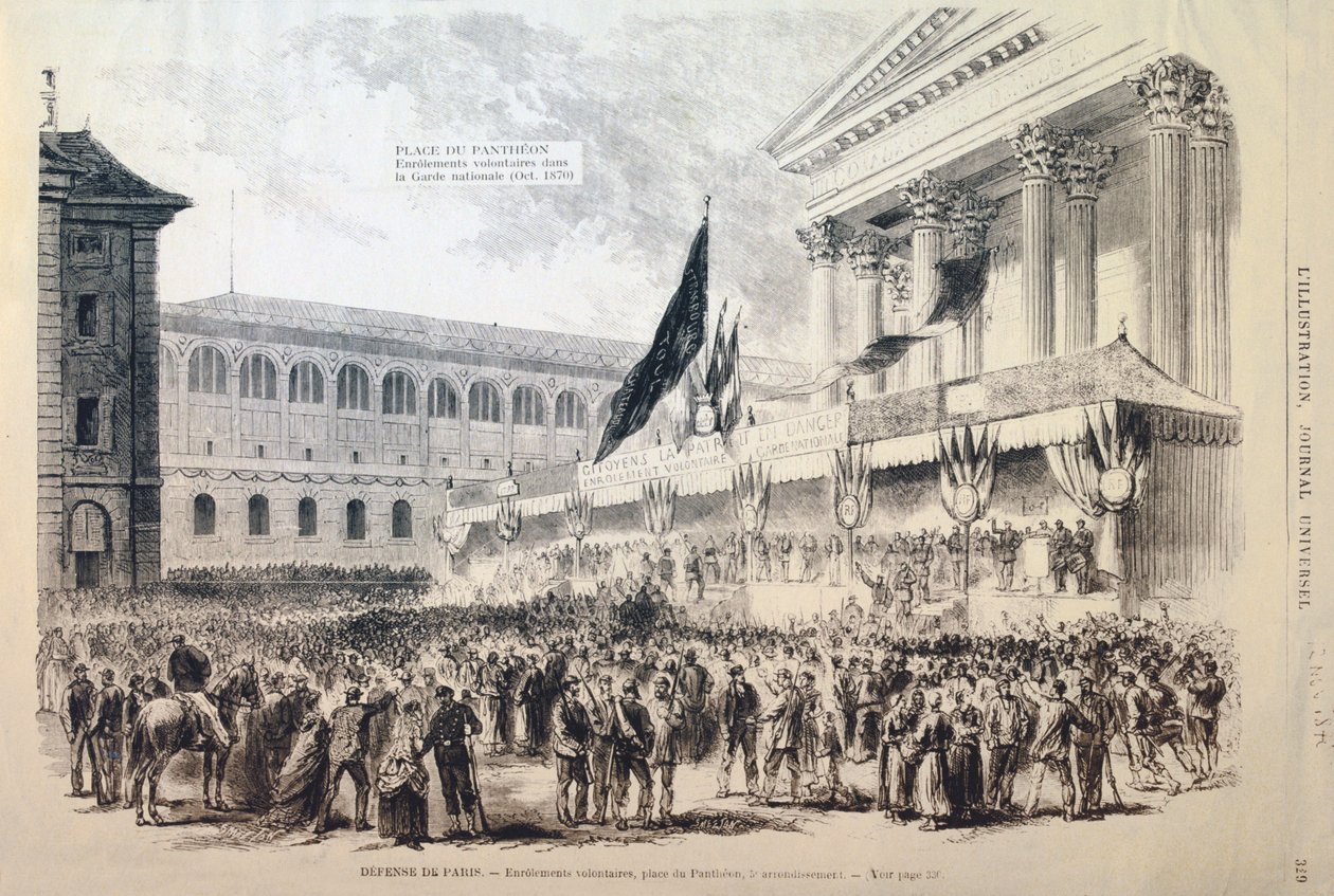 Einberufung von Freiwilligen in die Nationalgarde, Place du Pantheon, Paris, 1870-1871 von Unbekannt