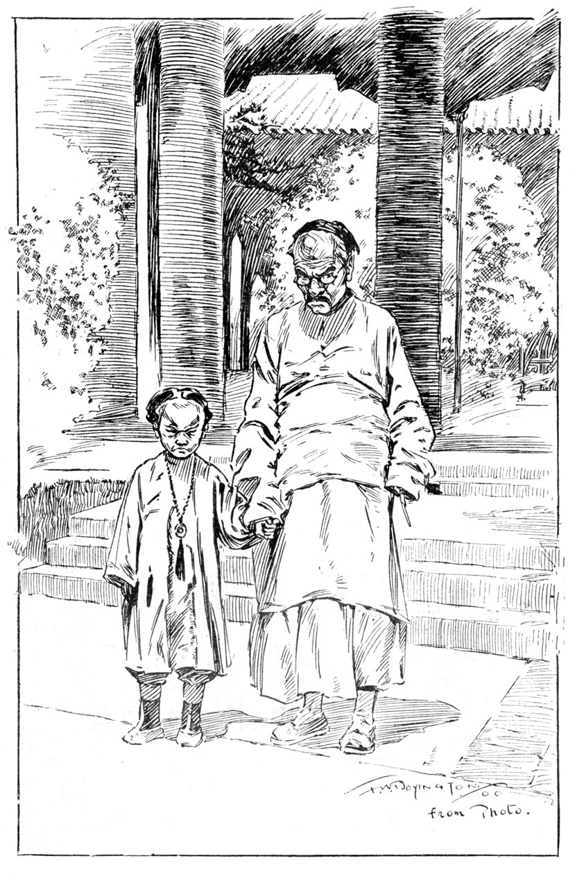 Eingang zur britischen Gesandtschaft, Peking. Der älteste Diener und sein Sohn, 1900 von Unbekannt