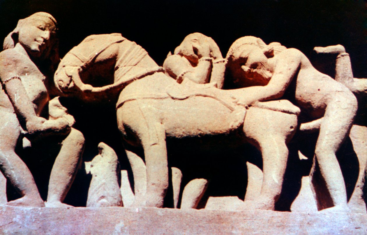 Erotische Skulptur, Hindu-Tempel, Khajuraho, Indien, 950 - 1050 von Unbekannt