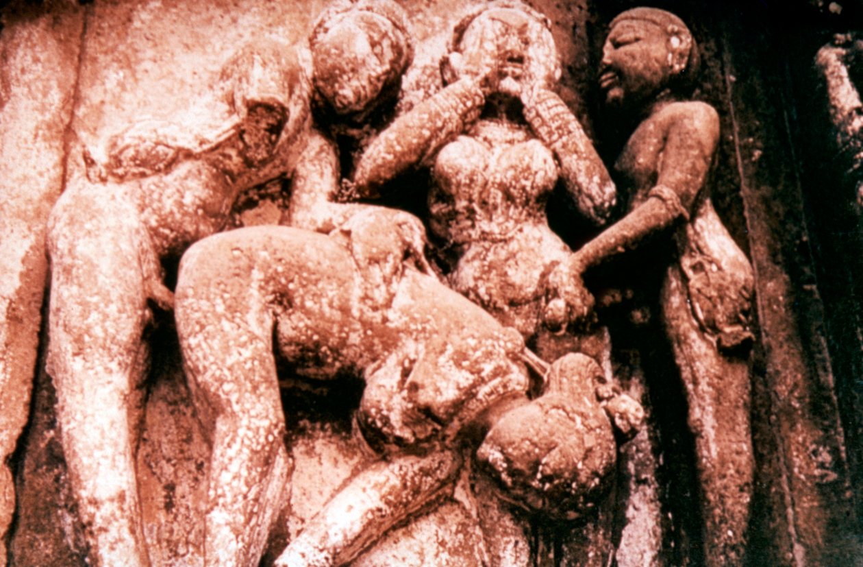 Erotische Skulptur, Hindu-Tempel, Khajuraho, Indien, 950 - 1050 von Unbekannt