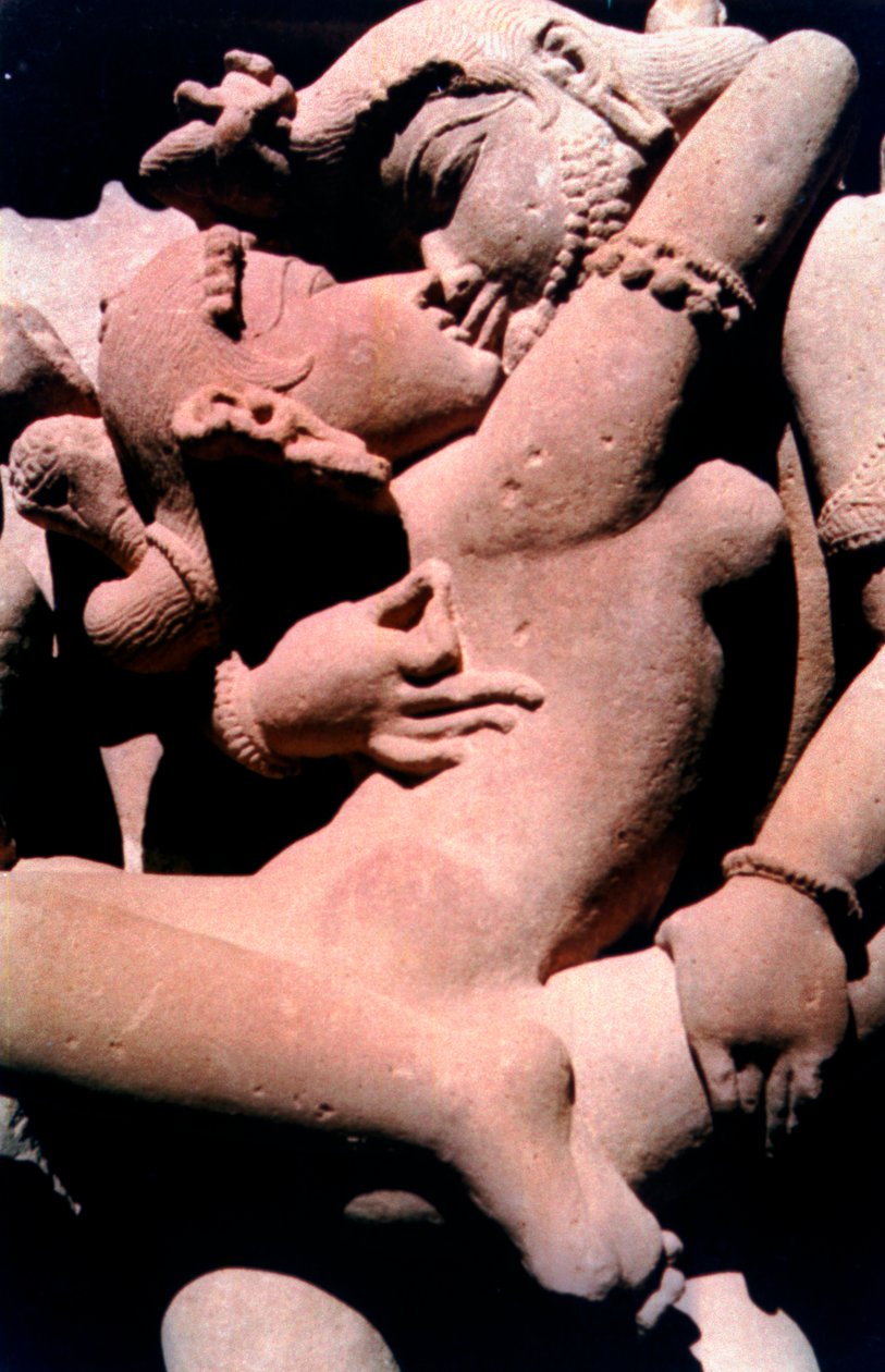 Erotische Skulptur, Hindu-Tempel, Khajuraho, Indien, 950-1050 von Unbekannt