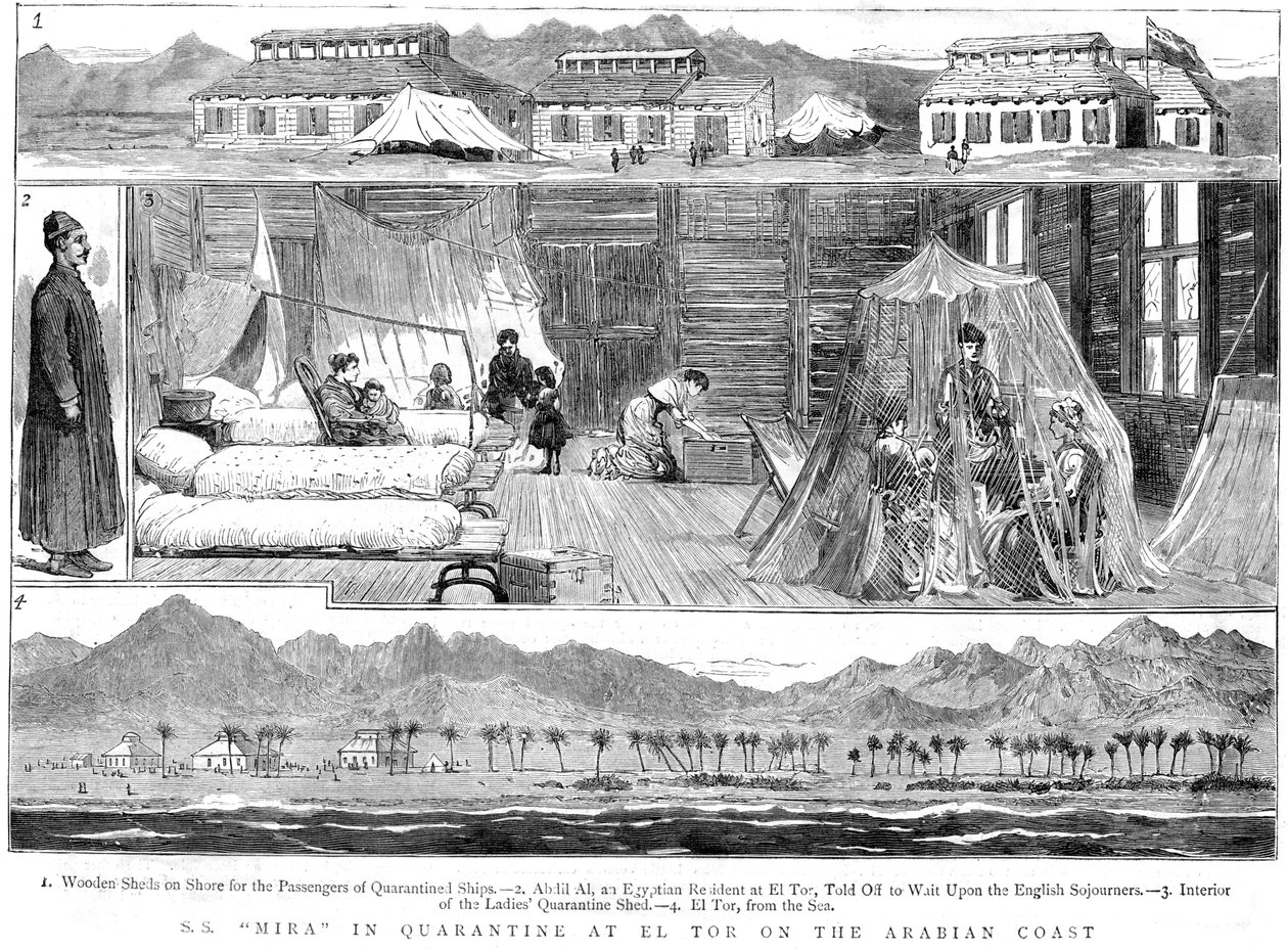 Europäer in einem Pockenquarantänelager in El Tor, Nordafrika, 1884 von Unbekannt