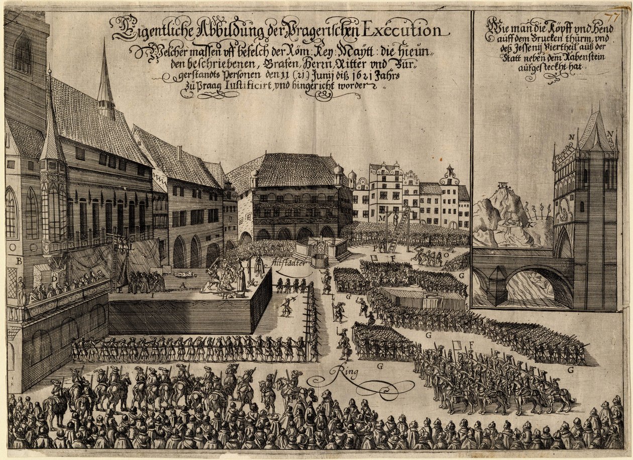 Hinrichtung von 27 protestantischen Führern auf dem Altstädter Ring in Prag am 21. Juni 1621, 1621 von Unbekannt