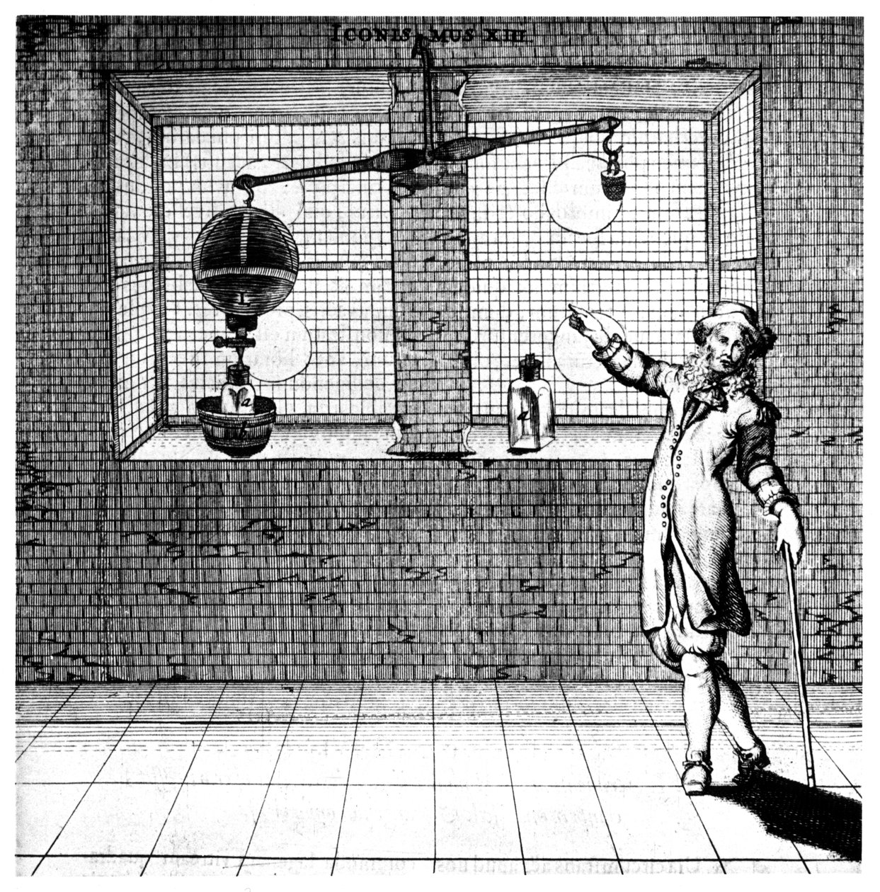 Experiment zur Demonstration, dass Luft Gewicht hat, 1672 von Unbekannt