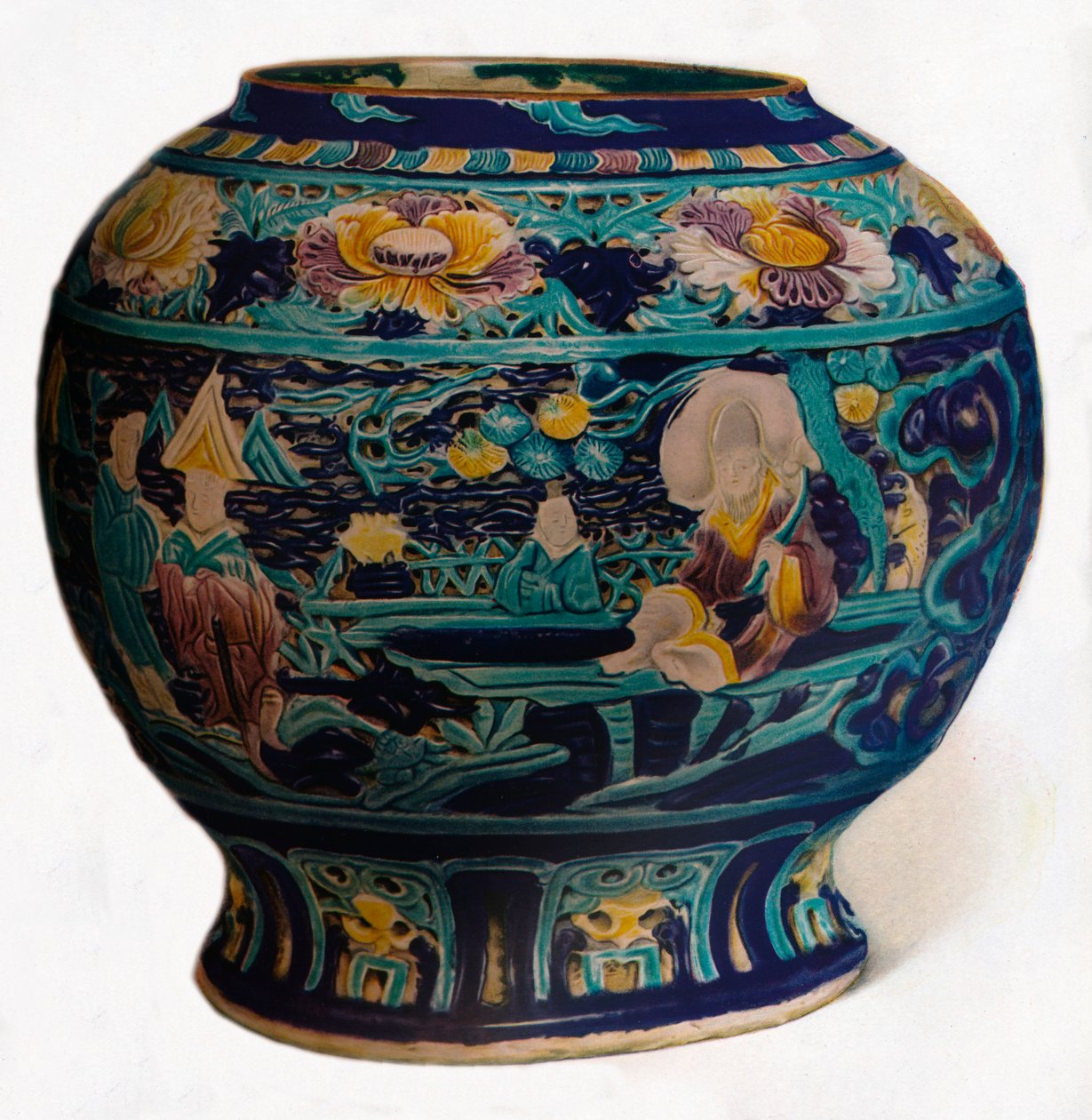 Fahua-Topf mit durchbrochenem Design, das die Acht Daoistischen Unsterblichen zeigt, ca. 1550 von Unbekannt