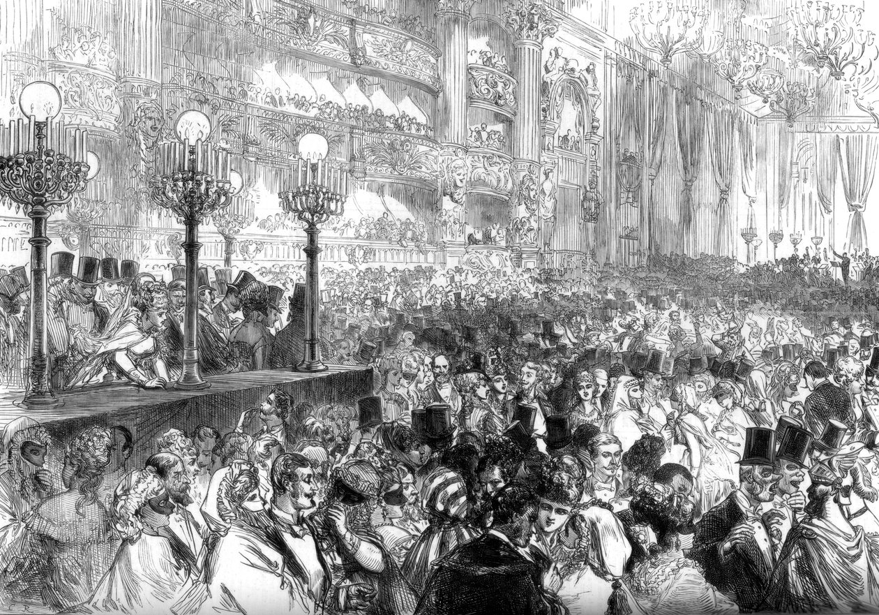 Kostümball im neuen Grand Opera House, Paris, zugunsten der Armen, 1875 von Unbekannt