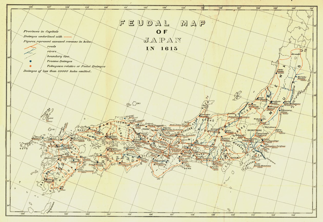 Feudalkarte von Japan im Jahr 1615, 1903 von Unbekannt