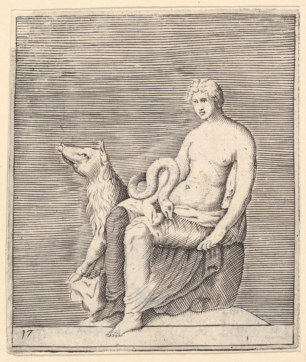 Figur mit Schwein und Schlange, veröffentlicht ca. 1599-1622 von Unbekannt