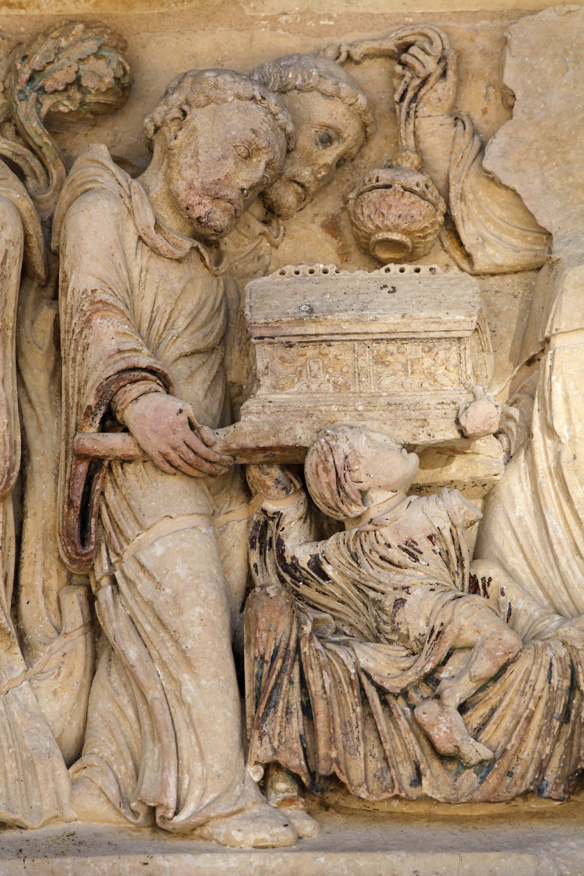 Fleury-Abtei Basilika Nordtor Skulptur: Reliquiar des Heiligen Benedikt Saint Benoit sur Loire Frankreich von Unbekannt