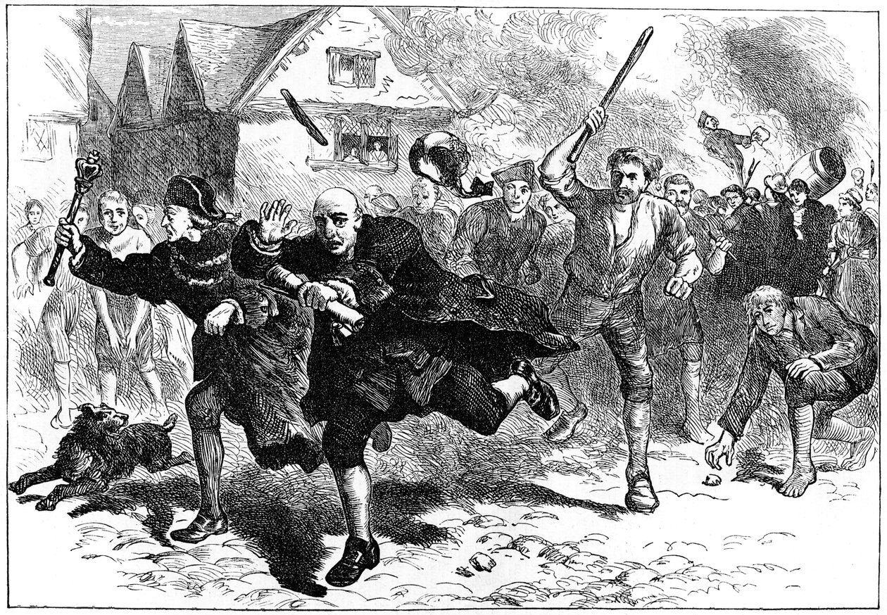 Flucht von Thomas Hutchinson vor den Aufständischen, Boston, Massachusetts, 1765 um 1880 von Unbekannt