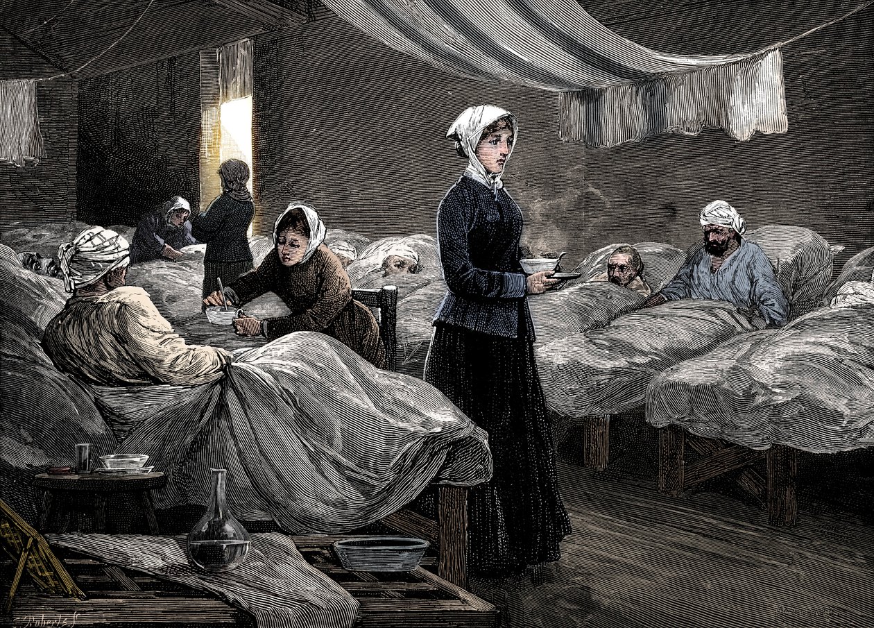 Florence Nightingale im Barackenkrankenhaus in Scutari, um 1880 von Unbekannt