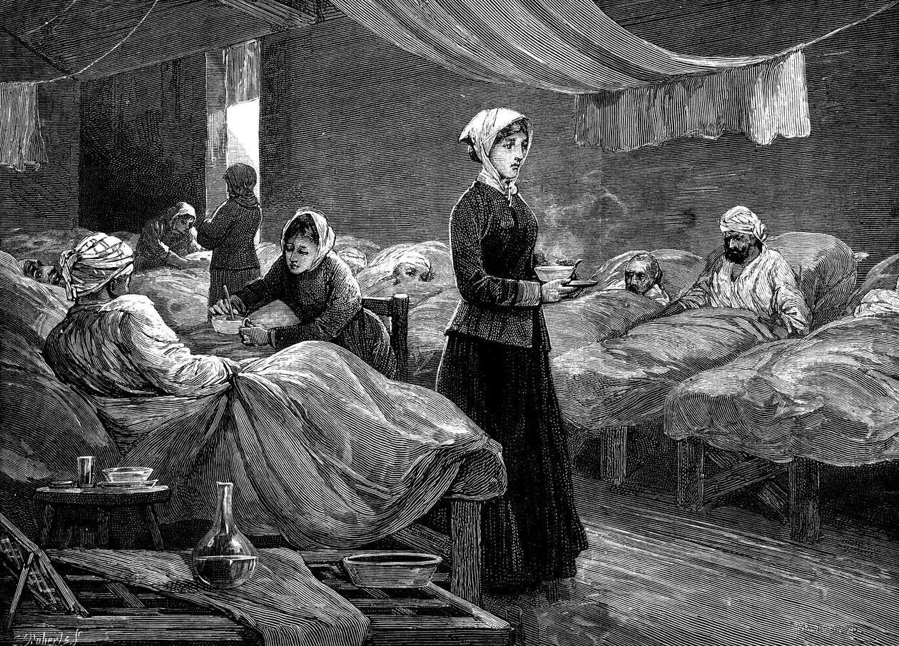 Florence Nightingale im Barackenkrankenhaus in Scutari von Unbekannt