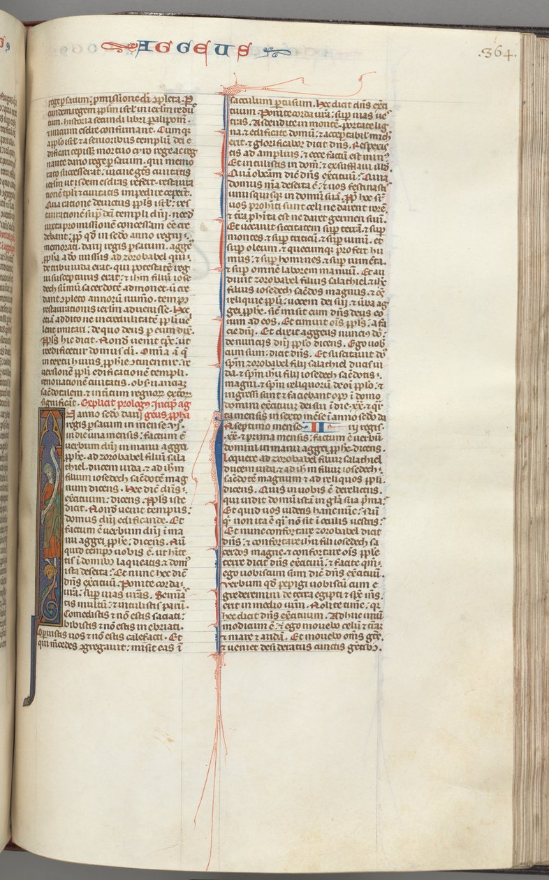 Fol. 364r, Haggai, historisierte Initiale I, Haggai mit einer Schriftrolle auf einem Hybrid stehend von Unbekannt
