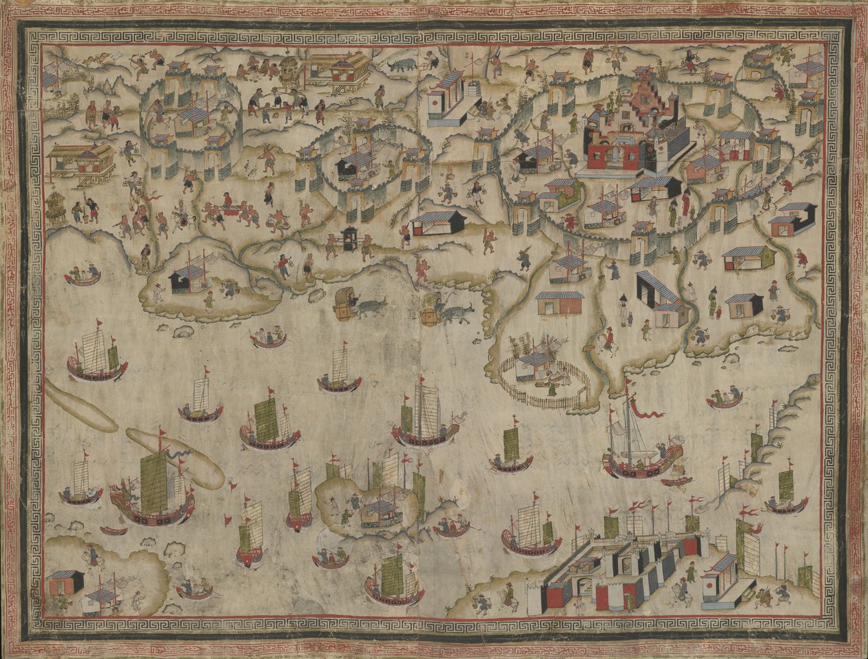 Festungen Zeelandia und Provintia und die Stadt Tainan, 19. Jahrhundert von Unbekannt