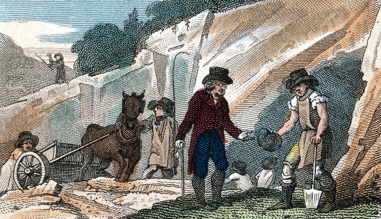 Fossilienjagd in der Kreidegrube von Cherry Hinton, Cambridgeshire, 1822 von Unbekannt