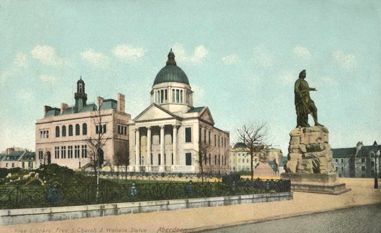 Freie Bibliothek Freie S Kirche & Wallace Statue - Aberdeen, 1900er Jahre von Unbekannt