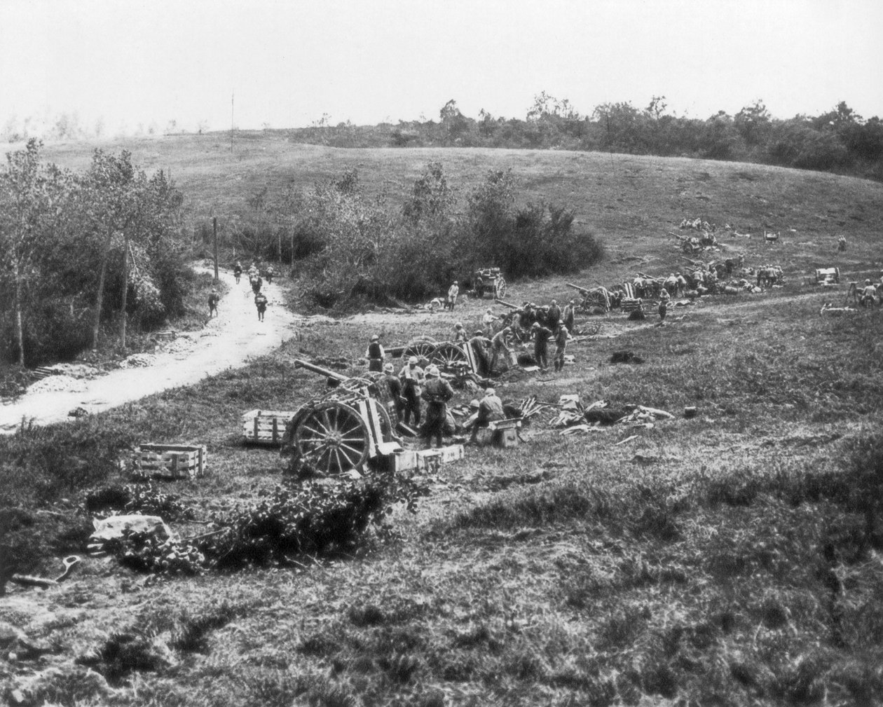 Französische 75. Artilleriebatterie, Aisne, Frankreich, 18. Juli 1918 von Unbekannt