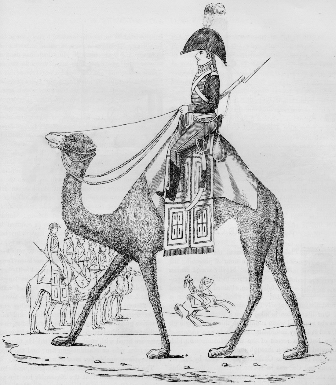 Französisches Dromedarregiment. Gefangen mit einem Konvoi in der libyschen Wüste, Mai 1801, 1884 von Unbekannt