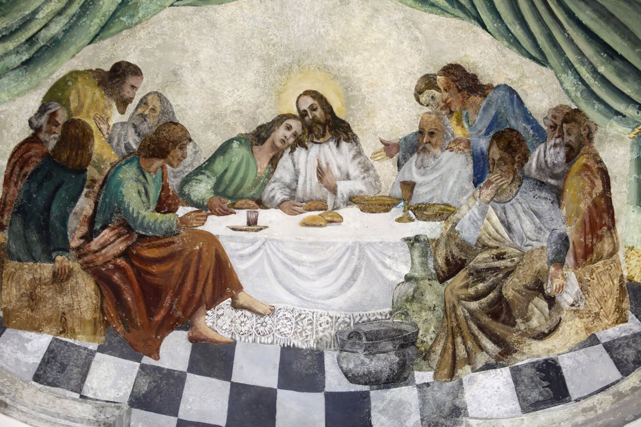 Fresko in der Zollino-Kirche: Das letzte Abendmahl, Zollino, Italien