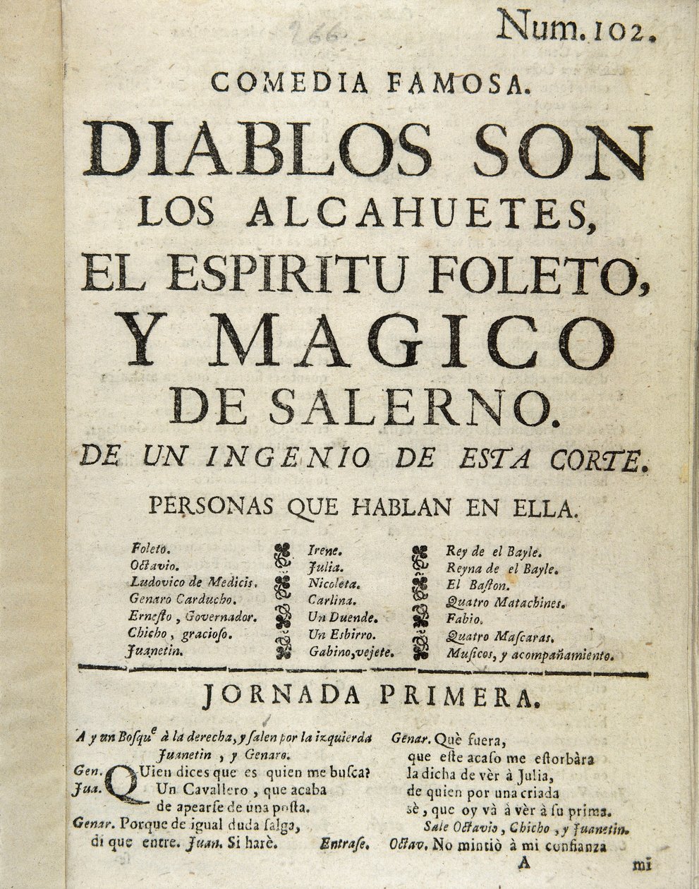 Frontispiz von "Diablos son los alcahuetes, el espiritu foleto, y magico de Salerno" von Unbekannt