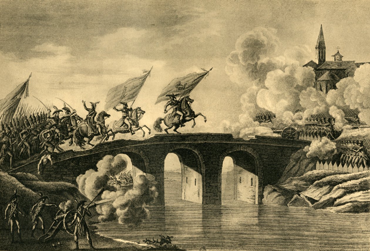 Generäle Bonaparte und Augereau stürmen die Brücke bei Arcola, November 1796, 1921 von Unbekannt