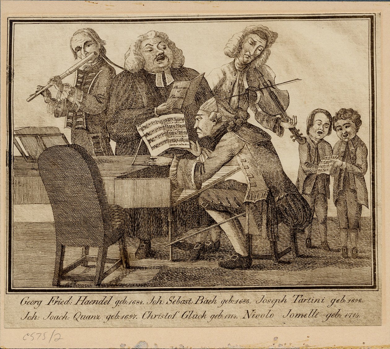Georg Friedrich Händel, Johann Sebastian Bach, Giuseppe Tartini, Johann Joachim Quantz, Christoph W von Unbekannt