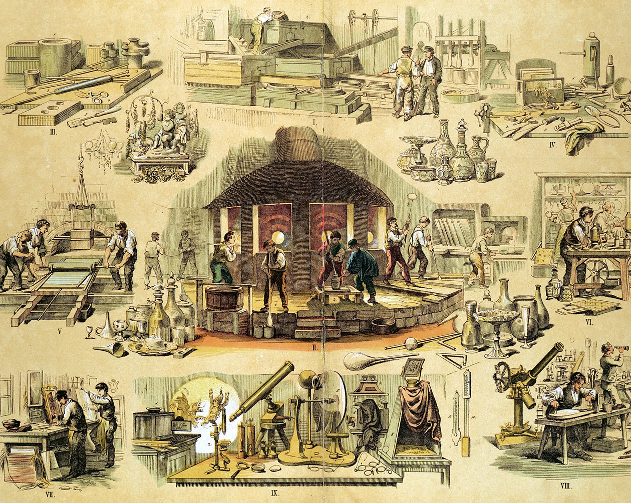 Glasherstellung, ca. 1870 von Unbekannt