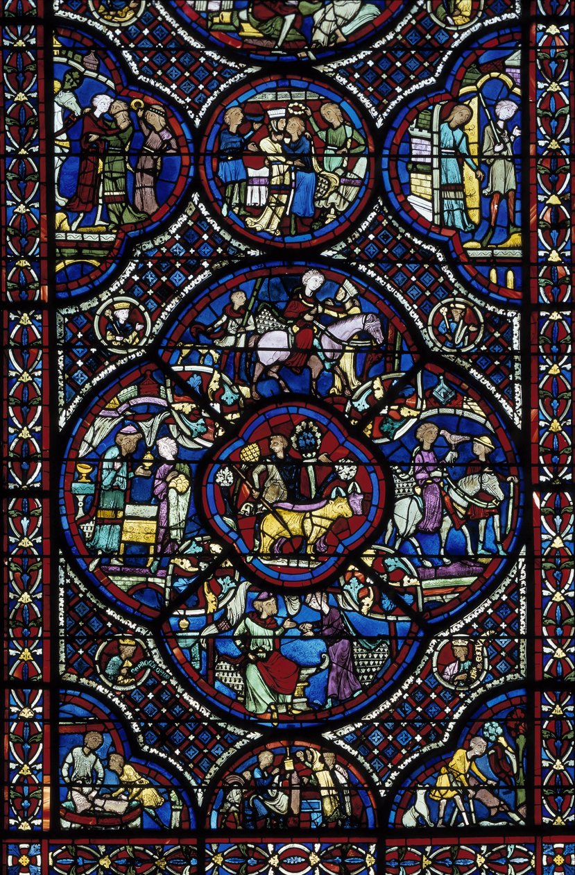 Gotische Kunst: das Leben des Wunderkindes. Glasmalerei des Chorumgangs der Kathedrale Saint Etienne de Bourges (Loir et Cher) von Unbekannt