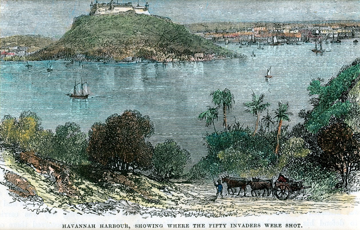 Havannah-Hafen, zeigt, wo die fünfzig Invasoren erschossen wurden, Kuba, ca. 1880 von Unbekannt