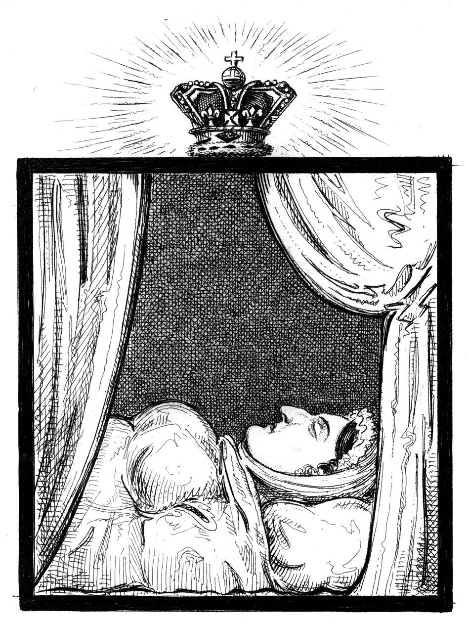Ihre Majestät Königin Caroline, wie sie wenige Stunden nach ihrem Tod erschien, ca. 1821 von Unbekannt