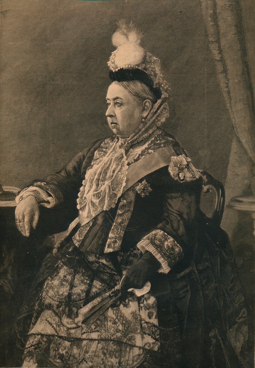 Ihre Majestät die Königin im Kleid, das bei der Jubiläumsfeier in der Westminster Abbey getragen wurde, 1887 von Unbekannt