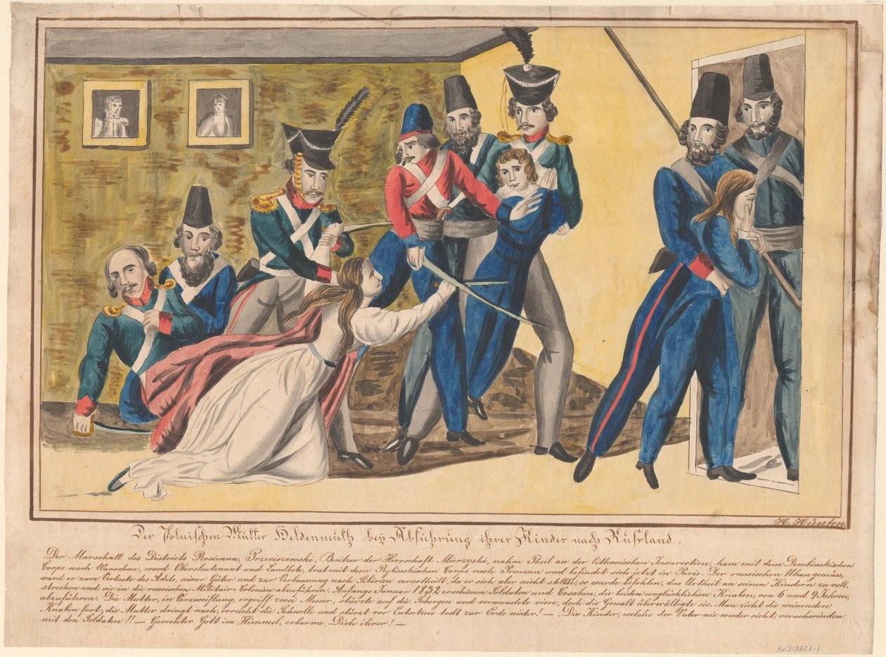 Heldentum der polnischen Mütter beim Konvoieren ihrer Kinder nach Russland, 1832 von Unbekannt