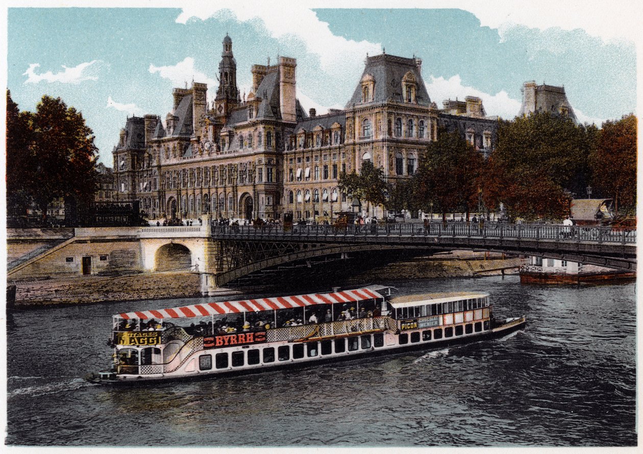 Hotel de Ville, Paris, um 1900 von Unbekannt