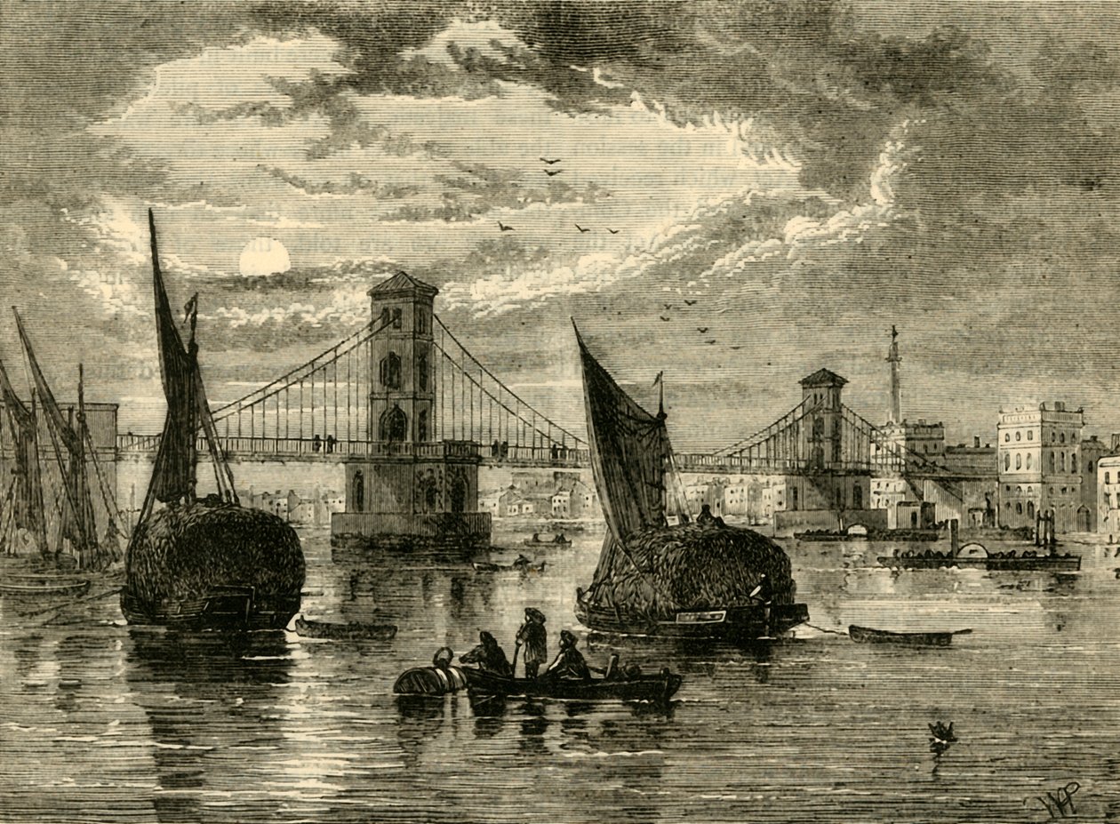 Hungerford-Hängebrücke, 1850, 1881 von Unbekannt
