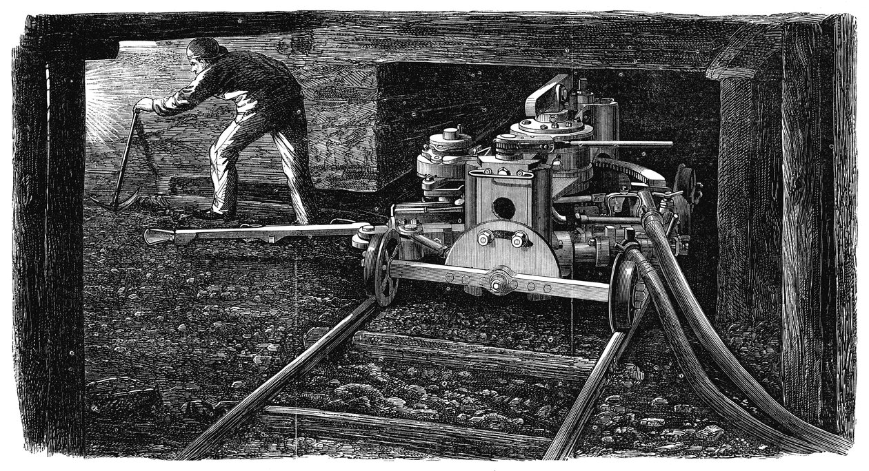Hydraulische Kohleschneidemaschine, genannt Der Eiserne Mann, 1867 von Unbekannt