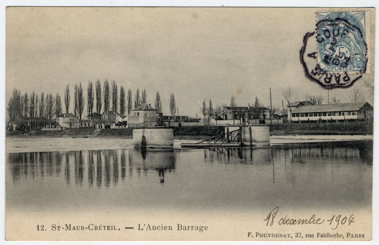 Ile de France, Val de Marne, Creteil: Ansicht des alten Damms an der Marne - Postkarte datiert 1904 von Unbekannt